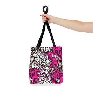 Bolso Tote Chic Urbano 'Slay' con Diseño Vibrante de Grafiti, Estilo Amoroso, Resistente al Agua, de Cuero PU, Cierre Abierto, Poliéster para Verano y Otoño - Product Image 4