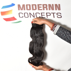 100% cuticule vierge naturelle brute alignée Bodywave Styles de vague profonde en vrac Extensions de cheveux humains de temple indien non transformés - Product Image 5