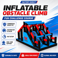 Parcours d'obstacles gonflable commercial NBINFLATABLE 5K en PVC avec défi d'escalade pour événements de team building (capacité maximale 50-200 personnes)