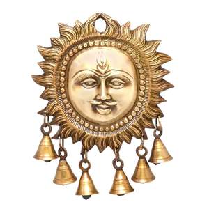 Meilleur fournisseur d'Idole en laiton du Soleil (Surya) à suspendre au mur pour la positivité à la maison et au bureau, couleur jaune - Product Image 4
