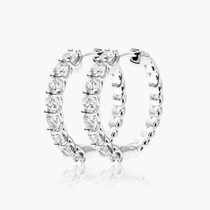 Brilliant <b>Gold</b> Plated 925 Silver Moissanite <b>Hoop</b> Earrings Sparkling Cut Stones Lightweight Comfortable Luxury Jewelry Gift Women - Product Image 1