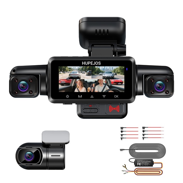 AI DMS Dash Cam 4 Channel Front 4K+1080P*3 Dash Camera Wifi Car DVR STARVIS 2 Car Dashcam with Built-in Radar GPS Night Vision