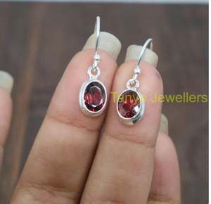 Natural Red <b>Garnet</b> Gemstone <b>Earrings</b> Cut Stone <b>Earrings</b> Handmade Dangle <b>Earrings</b> <b>Garnet</b> Gift Jewelry for Women - Product Image 2