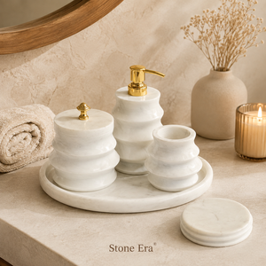 Wholesale White Marble Four-piece <b>Bathroom</b> Accessories <b>Set</b> with Eco-friendly Modern Luxury <b>Soap</b> <b>Dispenser</b> Toothbrush Holder Tray - Product Image 4