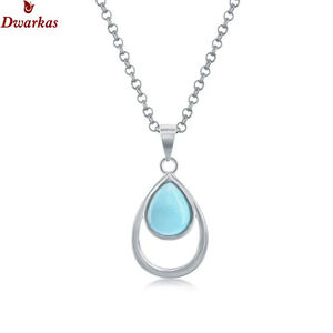 Élégant collier pendentif en argent sterling 925 Larimar pierre naturelle classique bijoux fins à la mode pour les mariages et les fêtes - Product Image 1