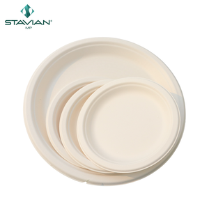 Assiettes jetables Assiettes rondes de 9 "Plaques de bagasse biodégradables écologiques d'origine vietnamienne, imperméables et résistantes à l'huile, les plus vendues - Product Image 1