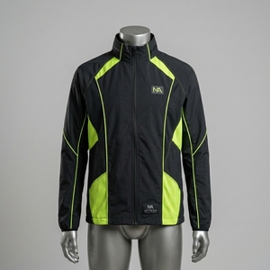 <b>Men</b> Black Lime Green <b>Running</b> Windbreaker <b>Jacket</b> Lightweight Zip Up Athletic Sports Outdoor Training <b>Jacket</b> - Product Image 1