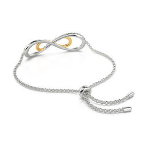 Jeulia Rhodium Plated Sterling Silver Double Layer <b>Infinity</b> Charm <b>Bracelet</b> with Zircon - Product Image 3