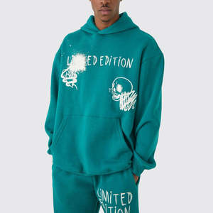 2026 Mens Printed Fleece Tracksuit Hoodie Sweatpants Joggers & <b>Cargo</b> <b>Pants</b> Stacked Regular Fit Winter Set - Product Image 6