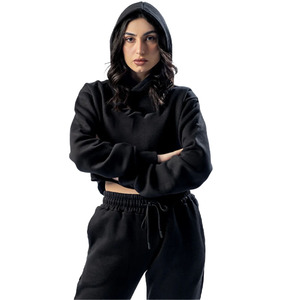 Wholesale Women Ladies Crop <b>Tops</b> 2026 Custom Crop <b>top</b> Hoodie Set Women Zip up Fleece Pullover Women Hoodies - Product Image 5