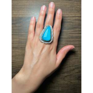 Thomas Francisco <b>Adjustable</b> Turquoise & Sterling Silver Gemstone <b>Ring</b> Dainty Bezel Setting Everyday Wear Hip-Hop Style - Product Image 5