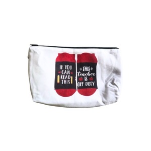 Teacher Appreciation Cosmetic Bag Zipper <b>Makeup</b> Pouch Stationary Battery Pattern Toiletry <b>Case</b> for Gift and School Use 22x13.5cm - Product Image 1