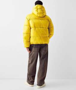 Chaqueta Acolchada Impermeable y Cortavientos con Capucha para Hombre, Color Amarillo, Relleno de Algodón, Estilo Casual, con Logotipo Frontal, Ropa de Calle - Product Image 4