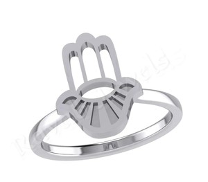 JGJ21กำหนดเอง925เงินสเตอร์ลิง khamsa ฟาติมาแหวนแต่งงานแหวนหมั้นชั้นดีเครื่องประดับนิ้วเรียบๆสำหรับผู้หญิงขายส่งของขวัญที่ดี - Product Image 1