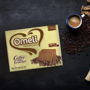 Premium di alta qualità delizioso marchio Omeli Coffee Cracker rettangolo pronto da mangiare dopo l'apertura imballaggio biscotto in polvere di grano