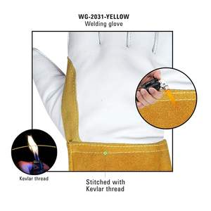 Gants de soudage de sécurité de haute qualité à bas prix fabriqués en usine, en cuir de vachette, personnalisables, unisexes, FIRST FITNESS - Product Image 4
