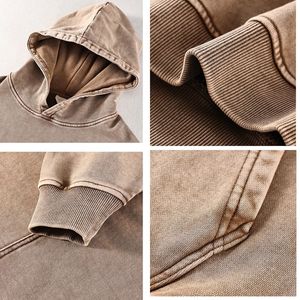 Sweat à capuche surdimensionné pour homme Acid Wash Vintage Sweatshirt Couples Heavyweight Fleece Pullover Hoodies Street - Product Image 6