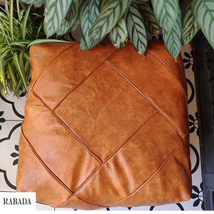 Modern Vintage Diamond Shape Quilted Leather Shilling Square Pouf Indian Upholstery Rustic Comfortable Seating Leather Pouf - Product Image 4