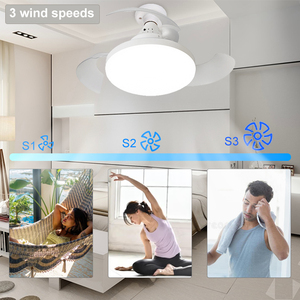 Tcl E27 ổ cắm có thể thu vào vô hình Blades <span class=keywords><strong>fan</strong></span> hâm mộ Đèn LED quạt trần với bóng đèn với điều khiển từ xa cho phòng ngủ nhà - Product Image 4