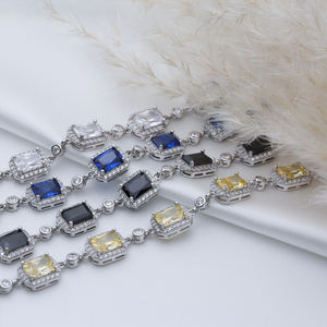 Citrine CZ Square Shape Silver Stony Charm Bracelet Joyería fina esterlina hecha a mano Joyería al por mayor - Product Image 4