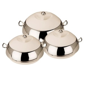 Ensemble de 3 casseroles isolées en acier inoxydable servant une marmite à double paroi Vaisselle pour dîner royal Hotel - Product Image 1