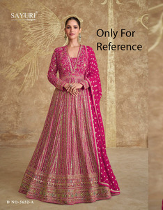 Moda india de moda para mujer Georgette largo pesado con trabajo de codificación Anarkali Kurti Dupatta vestido con traje de fiesta de boda - Product Image 1