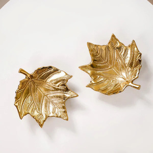 Gold Leaf Serving <b>Platter</b> Decorative Home Kitchen Table Top Dish <b>Platter</b> - Product Image 3