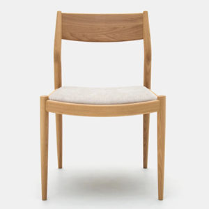 Silla de comedor de tela con cojín tejido para restaurante Silla de comedor moderna de madera maciza - Product Image 1