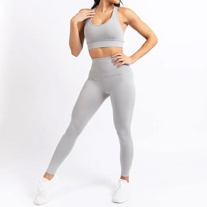 Leggings de Yoga de cintura elástica sin costuras Fitness Yoga Activewear conjuntos mujeres gimnasio Spandex poliéster gimnasio Fitness Yoga conjuntos - Product Image 1