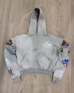 Survêtement à manches longues noir délavé avec logo personnalisé pour hommes survêtement à manches longues avec broderie et fermeture éclair complète pour le printemps - Product Image 2