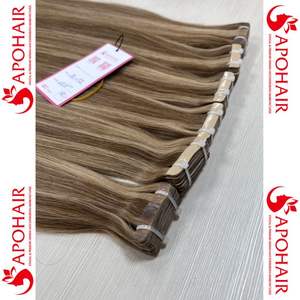 Mejor calidad Balayage Highlight Tape Hair Double Drawn 100% Remy Extensiones de cabello humano Onda natural Clip-en chino vietnamita - Product Image 2