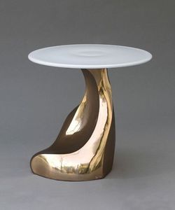 Mesa auxiliar decorativa de último diseño con acabado en bronce de forma redonda, muebles decorativos para sala de estar, mesa de centro de diseño en relieve - Product Image 3