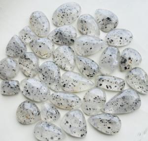 เกรด AAA คุณภาพสูงจุดสีดำควอทซ์ Cabochon ธรรมชาติทำด้วยมือจี้สร้อยคออัญมณีหินหลวมจำนวนมากทำเครื่องประดับ - Product Image 4