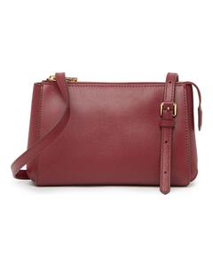 Sac à bandoulière pour femme en cuir véritable bordeaux, petit sac à main, deux bretelles réglables, fermeture éclair, pochette, imperméable - Product Image 1