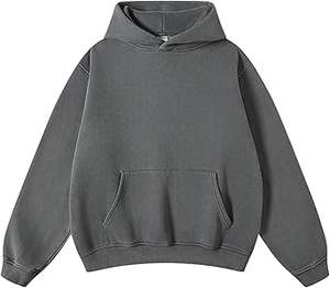 Sweat à capuche à épaules tombantes personnalisé pour homme, 100% coton, de haute qualité, streetwear, fermeture éclair, techniques de lavage, surdimensionné, en vente - Product Image 6