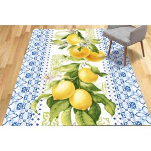 Tapis imprimé citron - Décoration estivale moderne pour cuisine, salle de bain, couloir, avec tapis à poils doux - Product Image 2