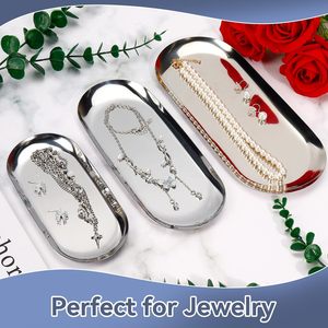 Plateau de rangement ovale minimaliste en or, plateau de toilette ovale en or, plateau à bijoux et à bibelots en or, organisateur de salle de bain décoratif en or - Product Image 5