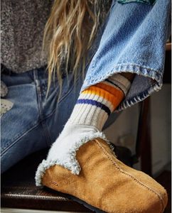 ถุงเท้ายาวลายทางแบบย้อนยุคสำหรับผู้หญิงถุงเท้าลำลองผ้าลูกวัวแนวสปอร์ตถุงเท้าผ้าฝ้ายผสมผ้าฝ้าย - Product Image 6