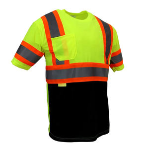 Custom Made Men's High Vis Safety <b>Work</b>-wear Short Sleeve Reflective Tshirt with <b>Waterproof</b> Feature Customizable Logo - Product Image 2