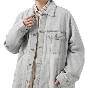 Custom Logo Unisex Denim Jacket Oversized Stand Collar Front Logo Breathable <b>Quilted</b> Vintage Streetwear Wholesale for Boutiques - Product Image 3