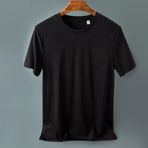 Été 100% Coton mercerisé Hommes T-shirts en soie O-Neck Short Sleeve Loose Straight Tops Simple Casual Tees For Minimalist - Product Image 4