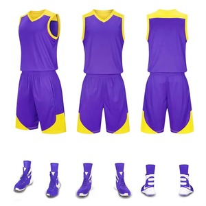Ensemble de maillots de basket-ball pour hommes, personnalisés, confortables, à séchage rapide, en stock, design, uniforme de basket-ball - Product Image 3