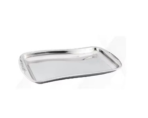 Ensemble de deux plateaux de service en aluminium nickelé avec deux tailles et designs différents Plateau de service martelé pour servir - Product Image 4