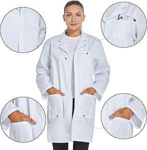 100% algodón polvo Doctor médico Labcoat resistente al ácido blanco laboratorio bata Hospital Doctor abrigos uniformes médico transpirable - Product Image 4