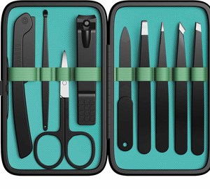 Juego de Herramientas de Belleza de Acero Inoxidable de 9 Piezas, Kit de Pinzas para Cejas con Cortaúñas, Removedor de Cutículas, Depilación Facial - Product Image 1
