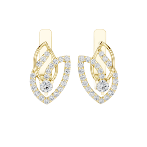 Boucles d'oreilles en forme de feuille avec diamant de laboratoire 0,546 CT, taille brillant rond VVSVS EF, or 18 carats, 14 carats, 10 carats et argent 925, rose, jaune, blanc - Product Image 1