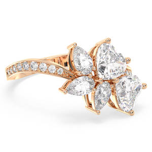 REYES Diseño Floral Chapado en oro rosa con Plata de Ley 925 Anillo de moissanita de 2,19 quilates para mujer Joyería fina en forma de corazón - Product Image 3