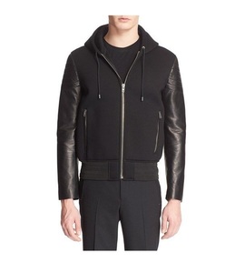 Sweat à capuche homme dernière conception bonne qualité noir respirant manches en cuir vêtements de sport d'hiver avec poche poitrine 100% coton pour garçons - Product Image 2