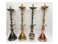 Ensemble complet de chichas de luxe en laiton égyptien – Design à trois niveaux, mini chicha gravée à la main, bol émaillé noir, cordon de deux mètres, lavable