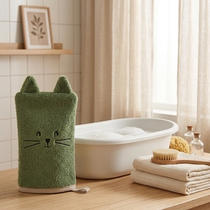 Manopla de Baño de Felpa Suave Ecológica con Diseño de Animal Divertido para Bebés y Niños Pequeños, Regalo para el Baño, Bordado Personalizado - Product Image 5